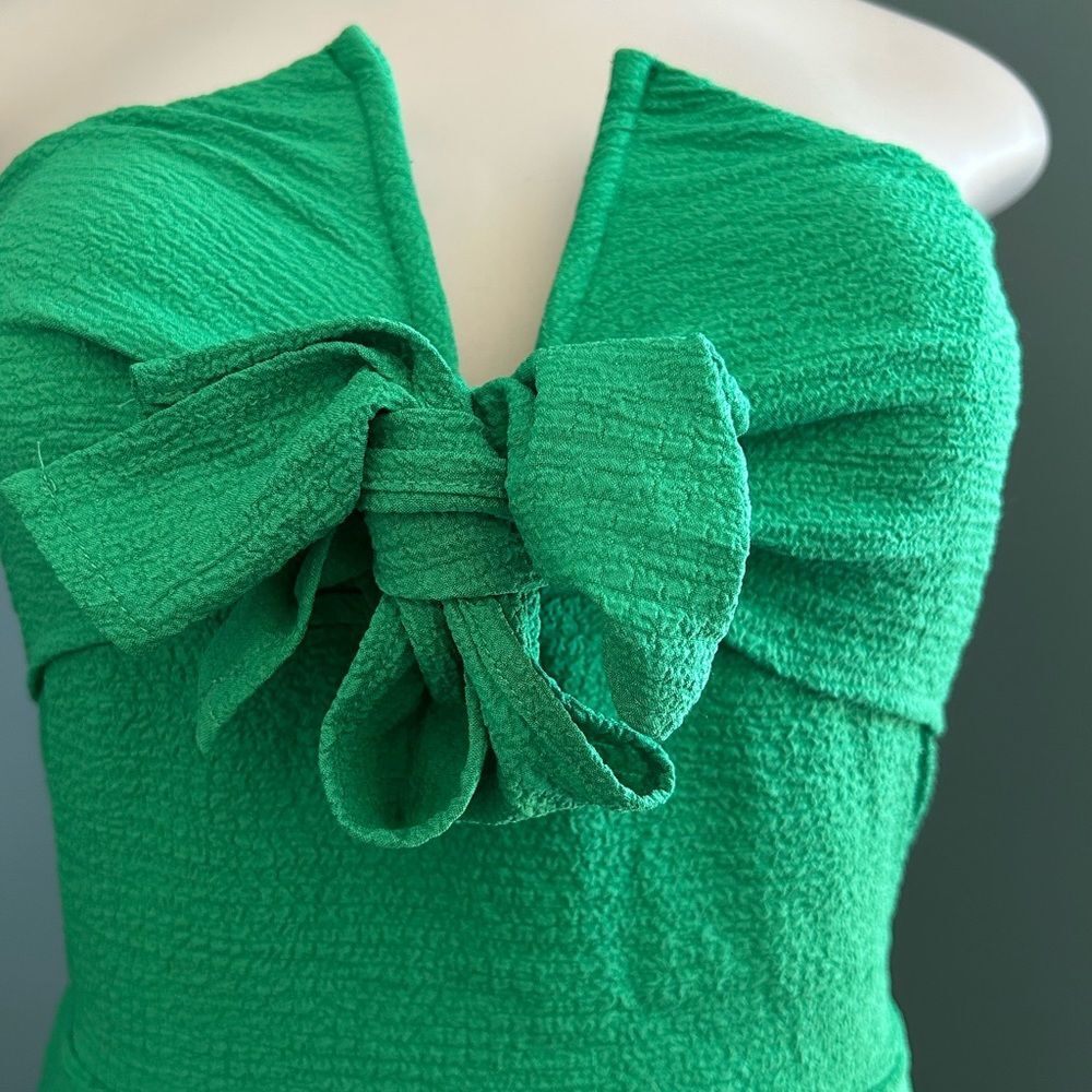Green Strapless Tube Front Bow Short Romper Size 4 Small New! - Picture 6 of 7